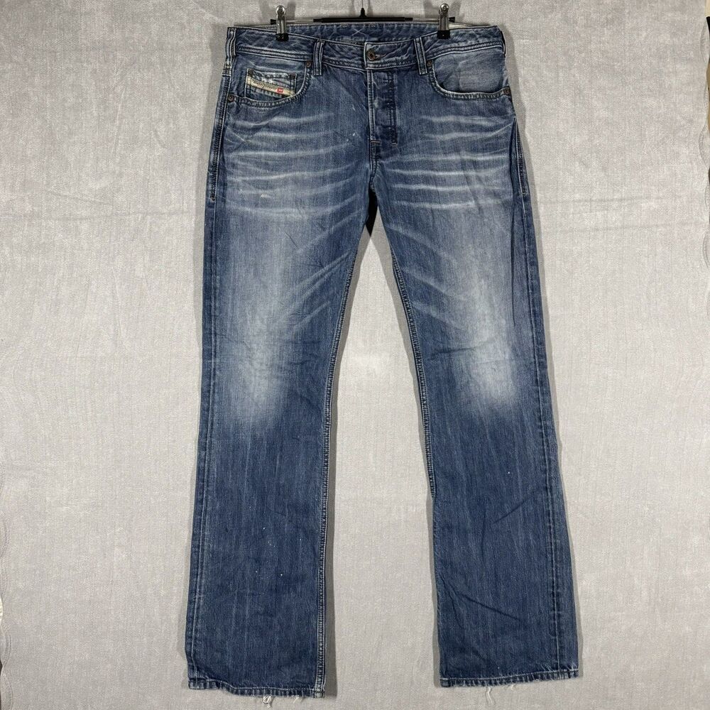 Diesel Zatiny Men’s 34x34 Bootcut Jeans Blue Distressed Medium Wash Denim